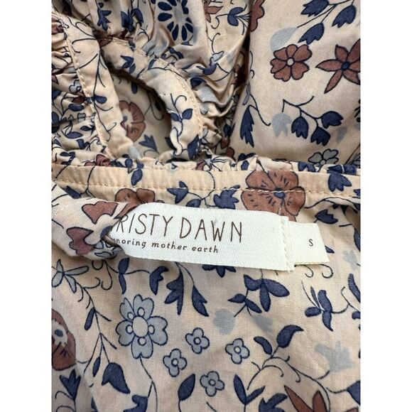 Christy Dawn The Plum Dress S Sand Anemone Vine Puff Floral Ruffle Paisley Boho - Picture 12 of 13